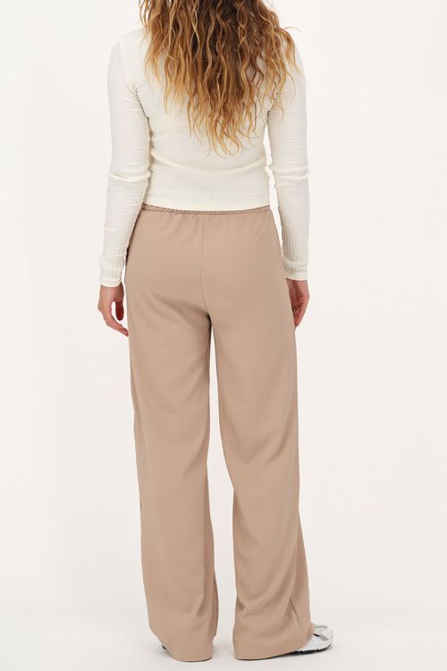 Beige crêpe broek met pintuck