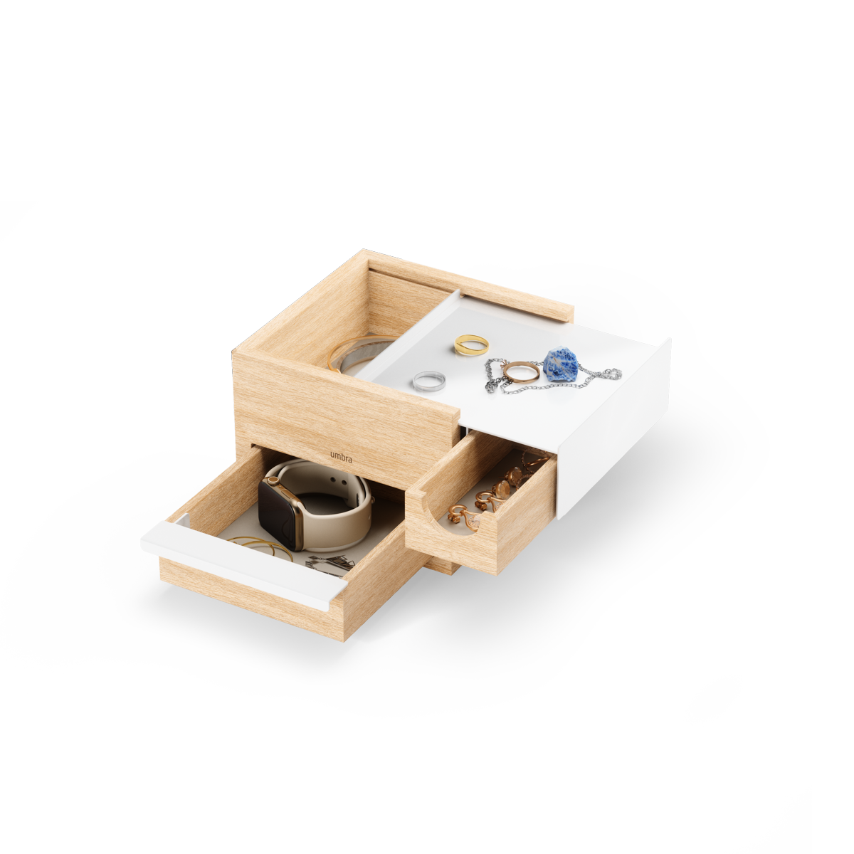 Juwelenbox Stowit wit naturel hout S