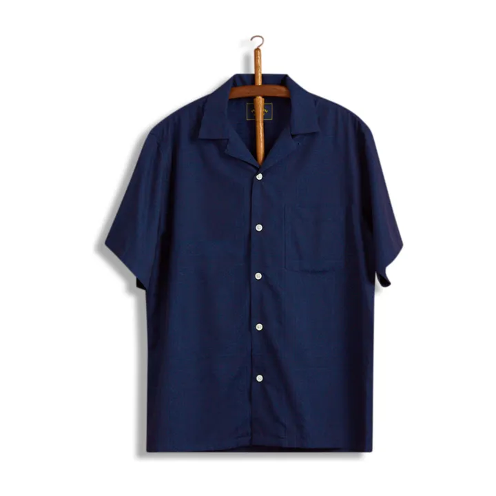 Portuguese Flannel Chemisette Classic Paisley | Bleu marine