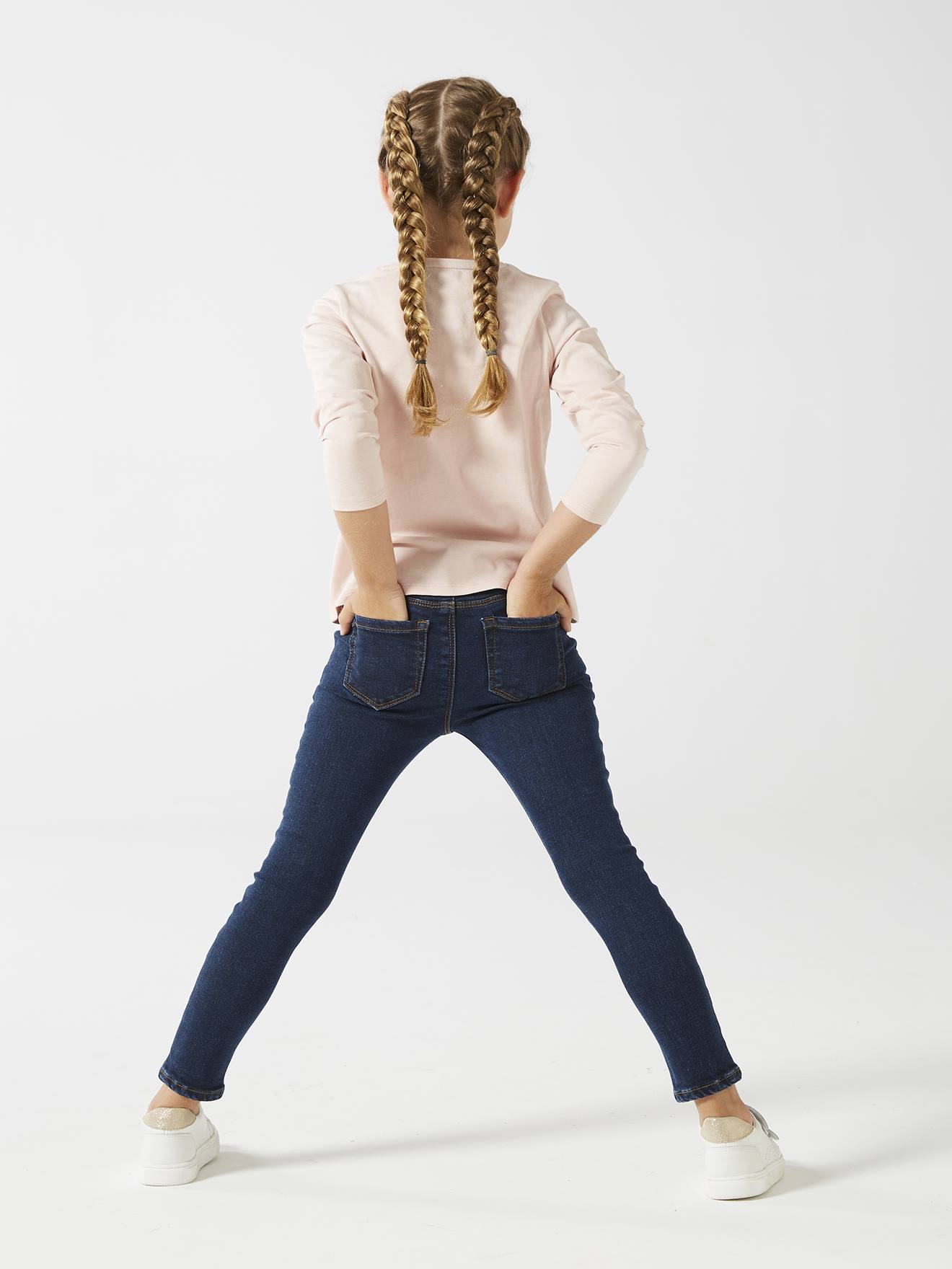 Calça jeans básica tregging para meninas cor pedra