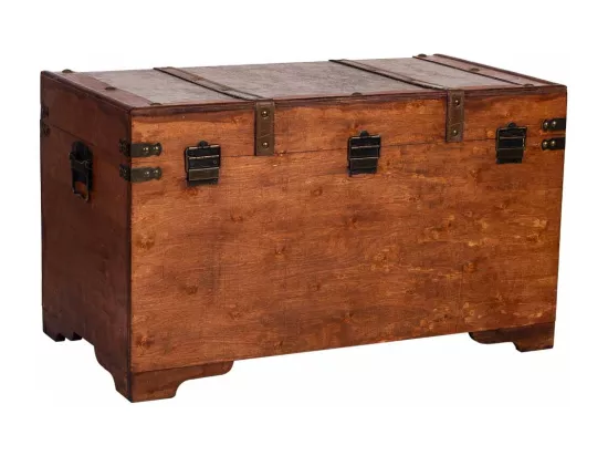 Coffre en bois marron 65x36x38