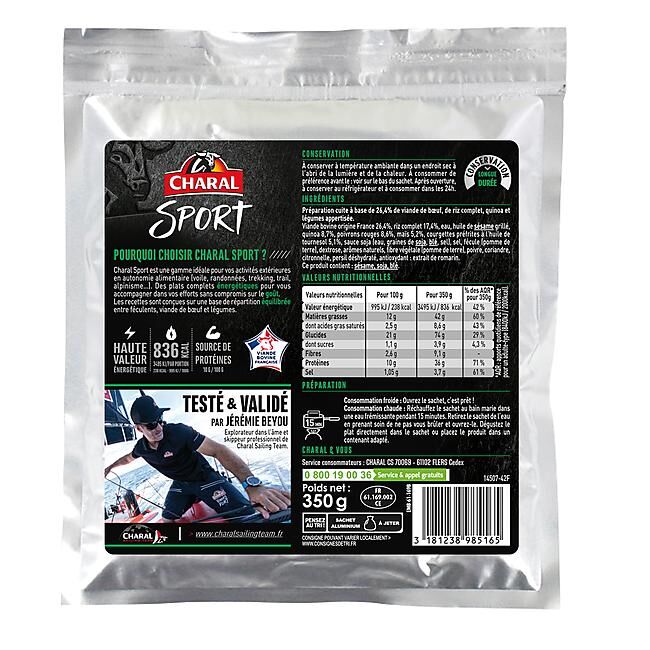 CHARAL SPORT - SALADE DE BOEUF RIZ ET QUINOA 350 G