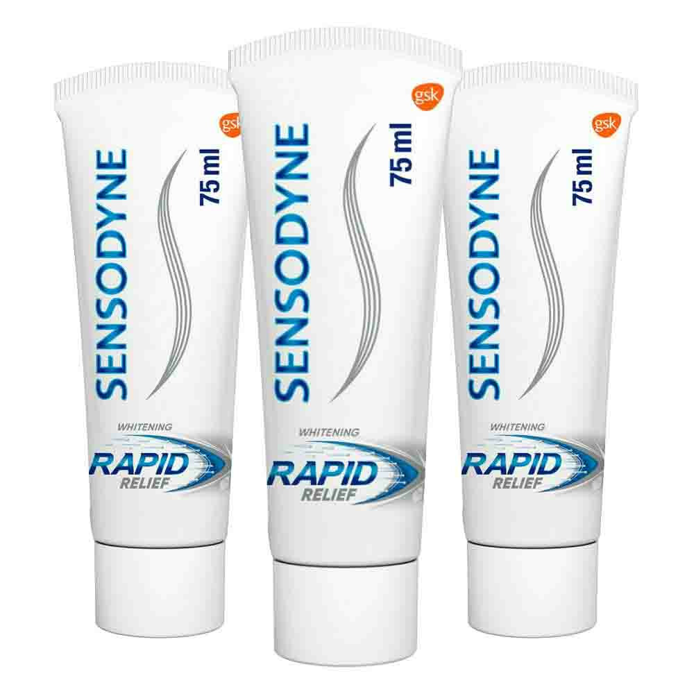 3x Sensodyne Tandpasta Rapid Relief Whitening75 ml