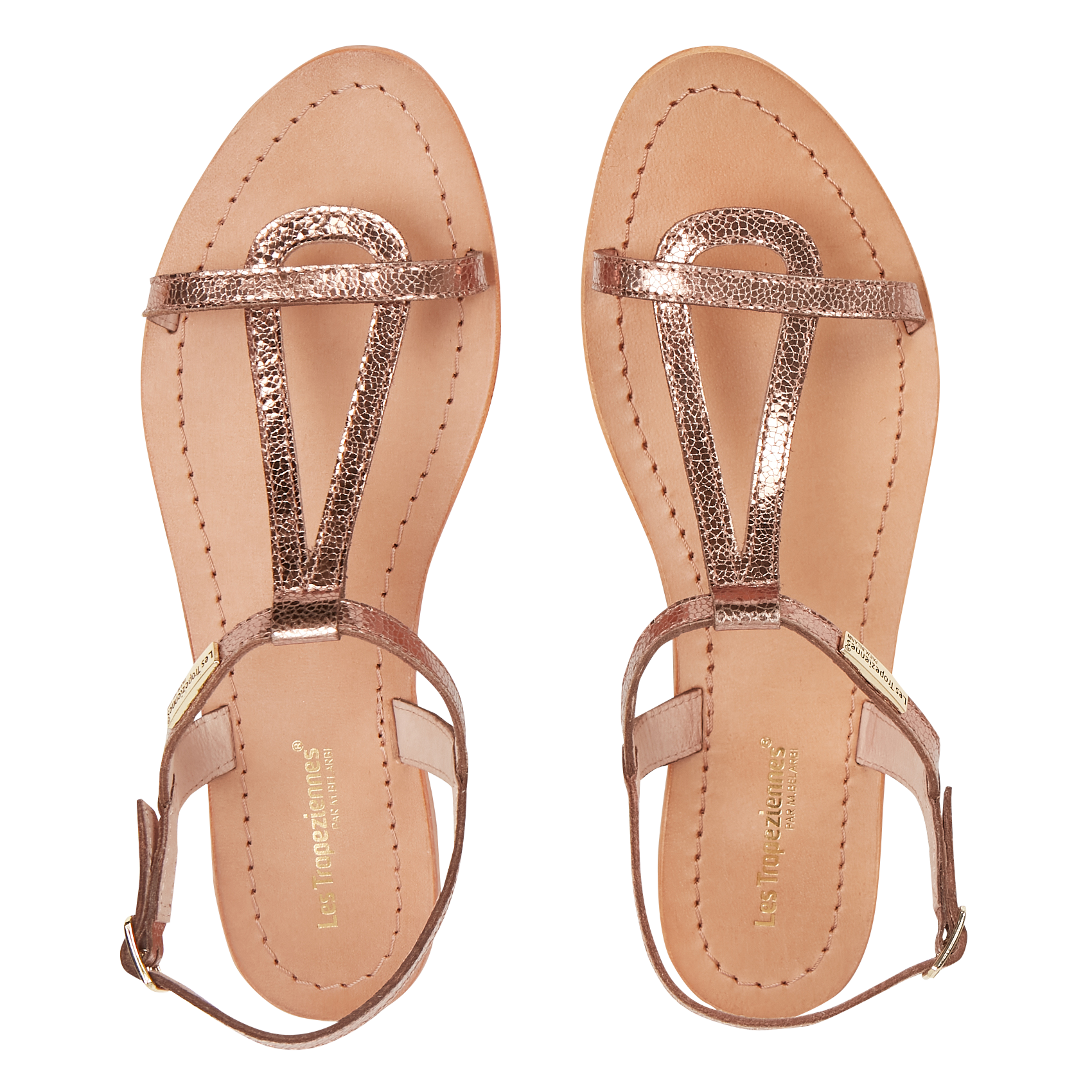 HAMAT - Sandales plates en cuir métallisé | Doré