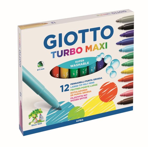 Tusjpenn Maxi 12-pk vannbaserte, Giotto Turbo Maxi
