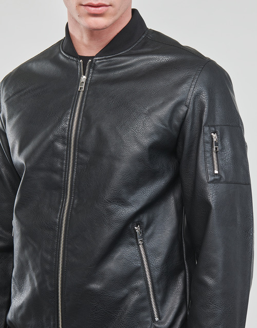 Jack & Jones - JJROCKY PU BOMBER - Noir