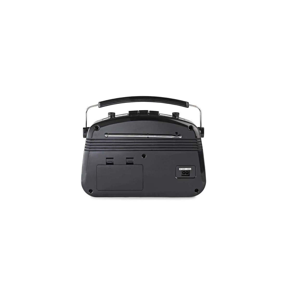Nedis FM-radio | Bord design | AM / FM | Batteri drevet / Nettstrøm drevet | Analog | 4.5 W | IP20 | Bære håndtak | Sort