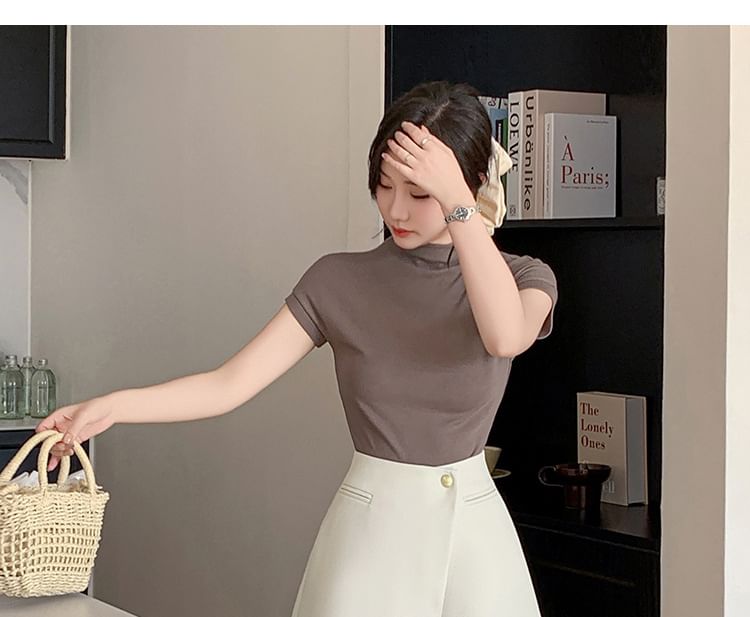 Cloud Nine - Hoge taille effen mini A-lijn skort