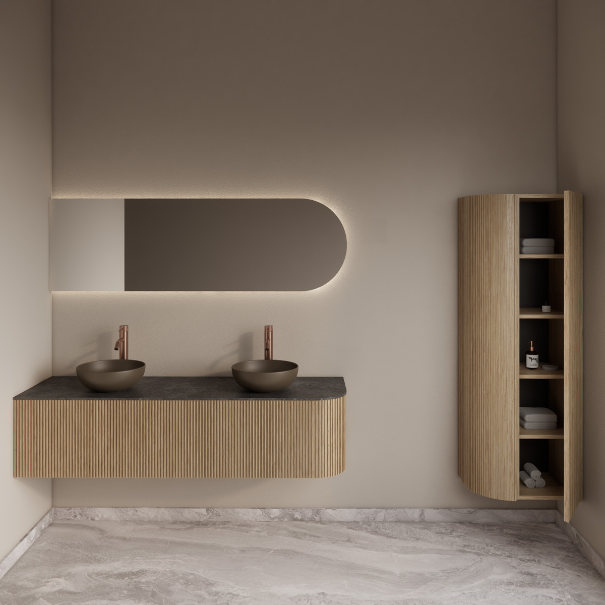 Gliss Design Alluro kolomkast 160cm met ronding links mist