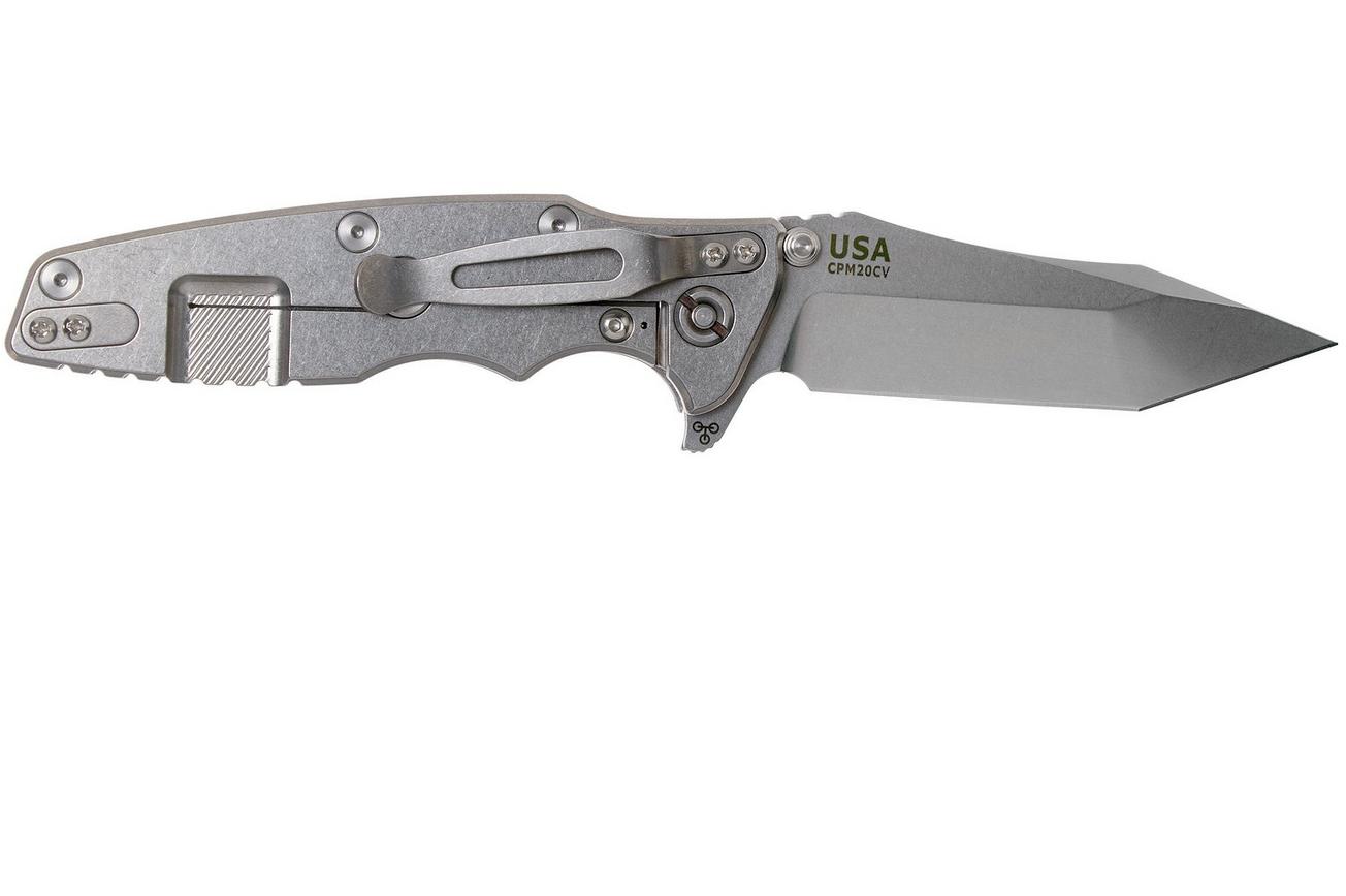 Rick Hinderer Eklipse 3.5” Tanto, CPM 20CV Stonewashed, Red G10 zakmes