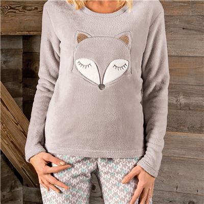 Pyjama peluche femme motif renard - 220 g/m² - DODO HOMEWEAR®