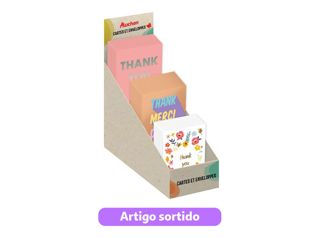 CARTÃO DE ANIVERSÁRIO AUCHAN THANK YOU COM ENVELOPE MODELOS SORTIDOS