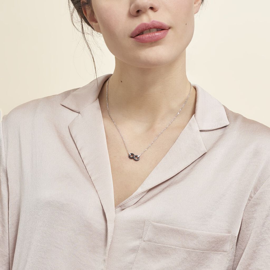 Collier Celinia Argent Blanc Céramique Et Oxyde De Zirconium