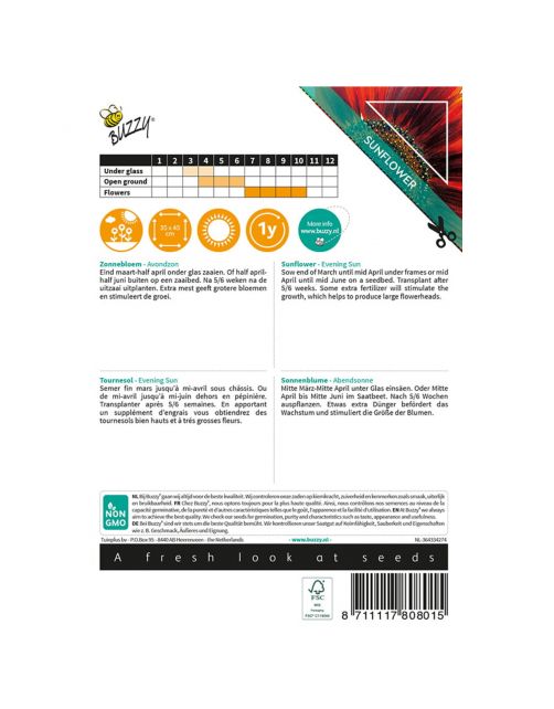 Buzzy Sunny Flowers - Zonnebloem Avondzon - Bloemenzaden - 4 g