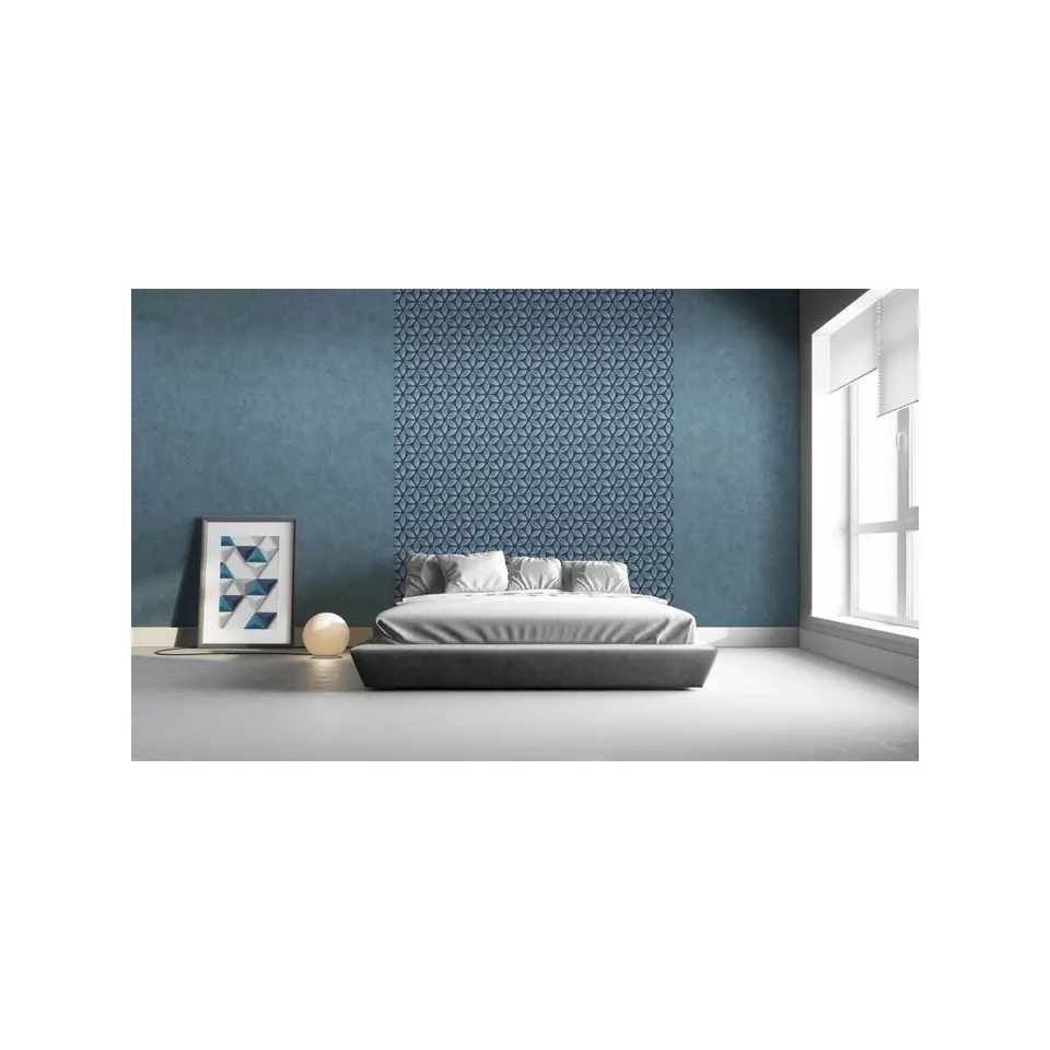 Dutch Wallcoverings - Hexagone dessin blauwgrijs - 0,53x10,05m