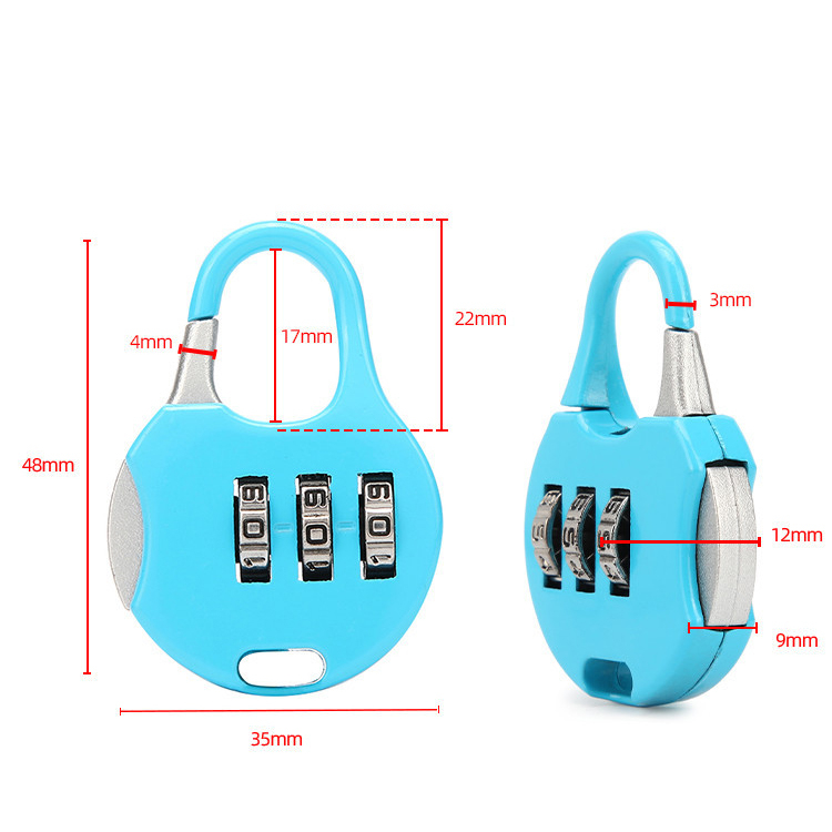 (5er Set) 5cm Mini Reise Gepäck Koffer Zahlenschloss 3-Stelliges Vorhängeschloss - Schwarz / Grün / Violett / Blau / Rot