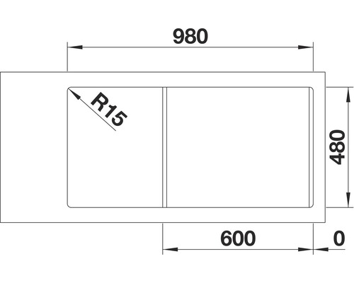 Blanco CLASSIMO 6 S-IF spoelbak, 1000 x 500 mm, geborsteld roestvrij staal, 525329, 1 bak met afdruiprek, bak rechts