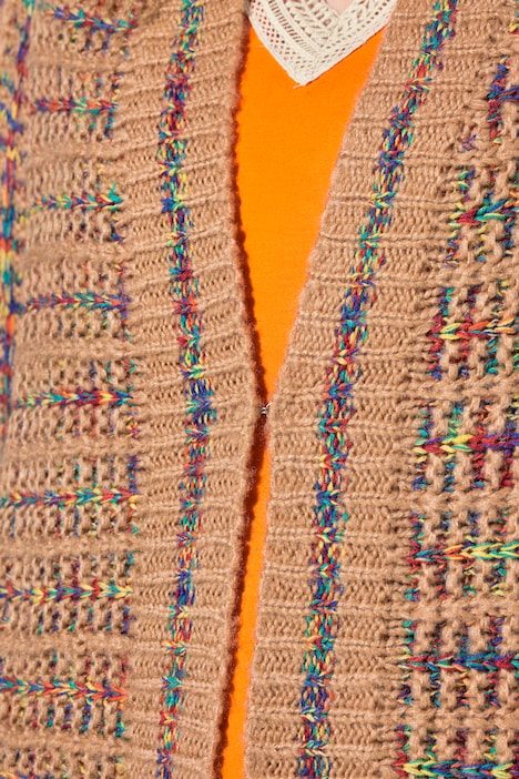 Long-Strickjacke, Straight Fit, Fransensaum