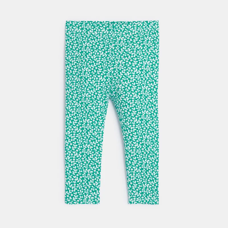 Legging fantaisie imprimé fleurs vert bébé fille Vert