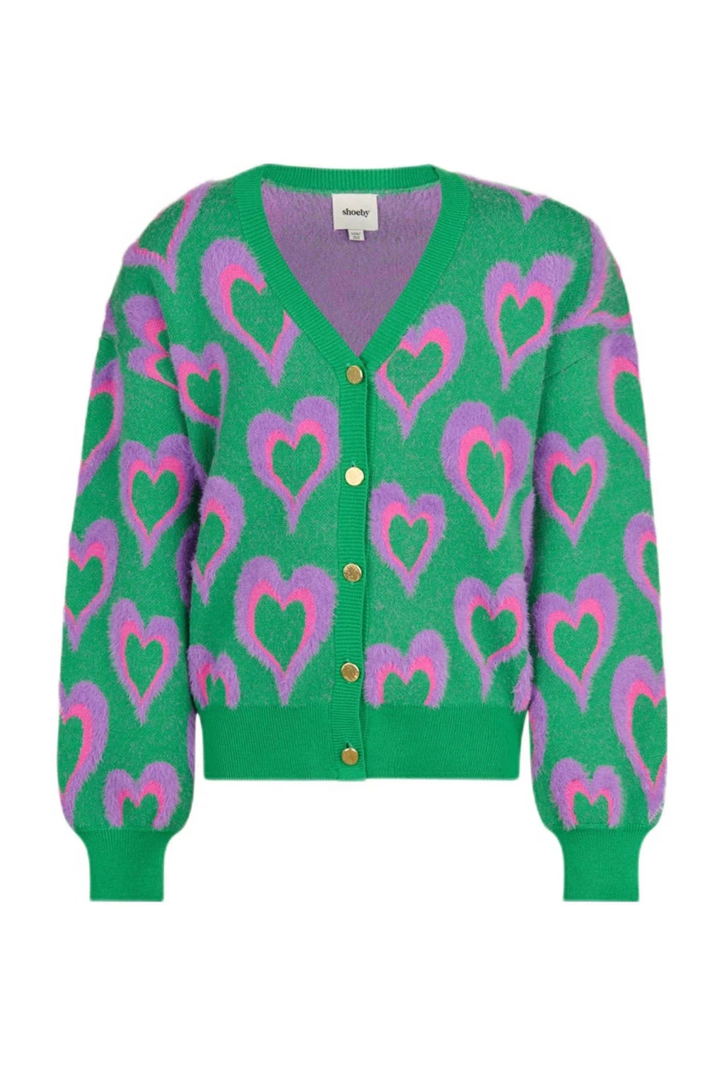 Shoeby vest met hartjes groen/lila