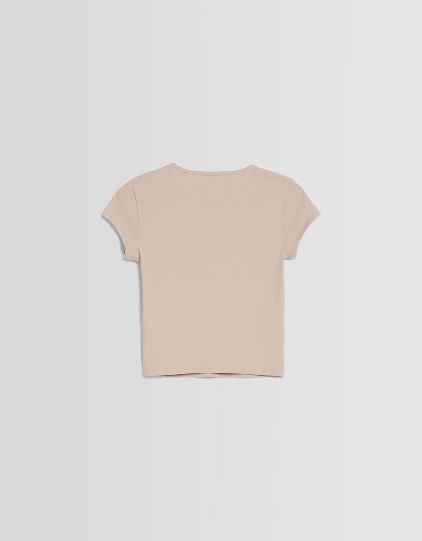Camiseta canelada de manga curta