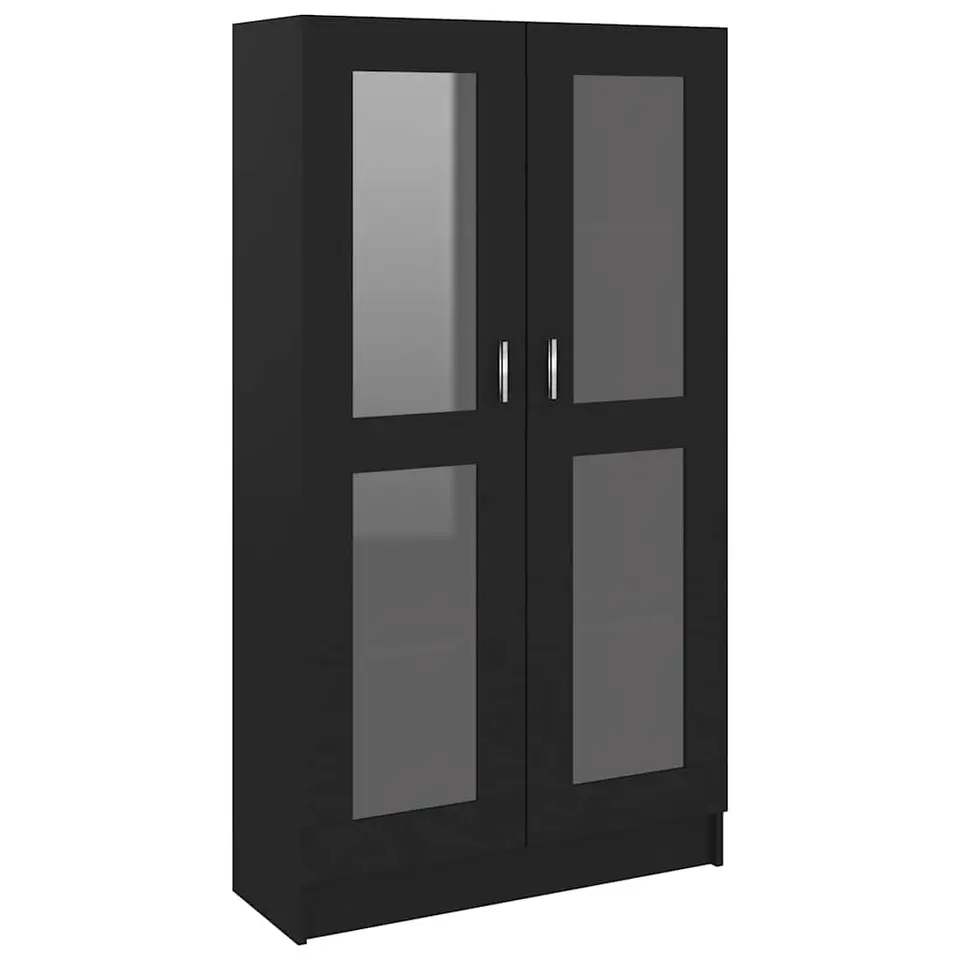 vidaXL - Vitrinekast - Zwart - Bewerkt hout