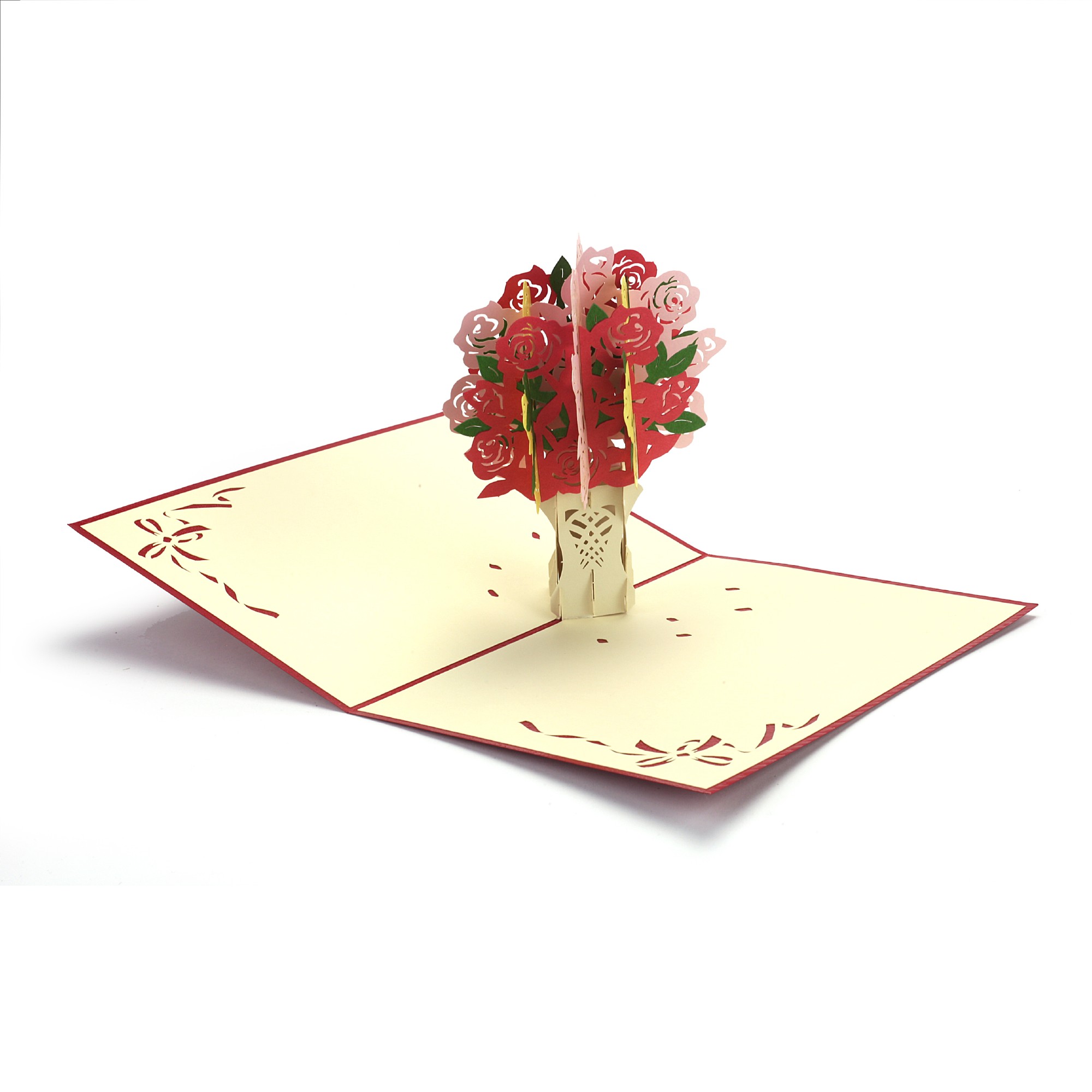 Pop-Up Karte 'Rosenstrauß', rot-rosé, L 18 cm, B 13 cm günstig bestellen