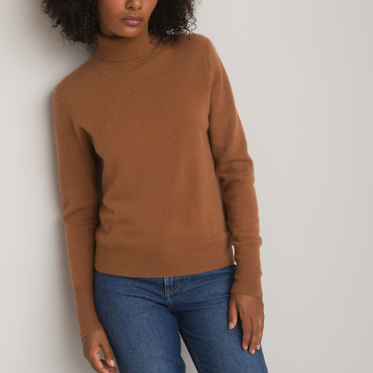 COLEÇÕES LA REDOUTE<br>Suéter de gola alta em malha fina de cashmere