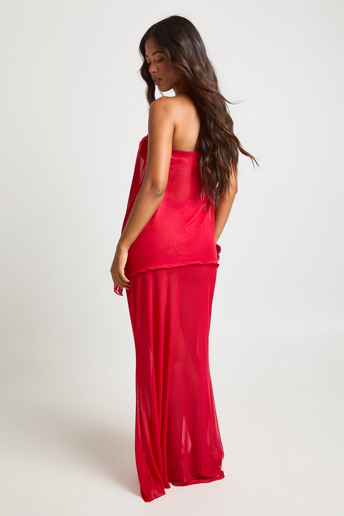 boohoo Ensemble Haut Bandeau Et Jupe Longue De Plage En Mesh