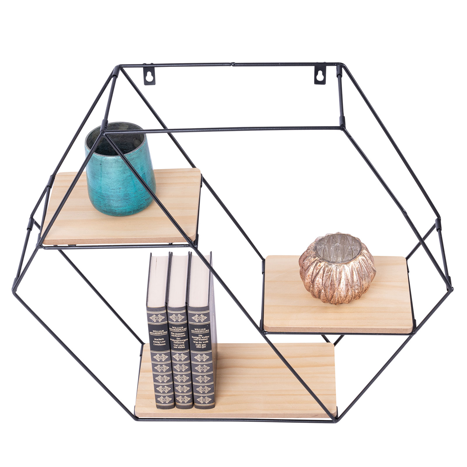 Wandregal - schwarz-natur - 58 cm