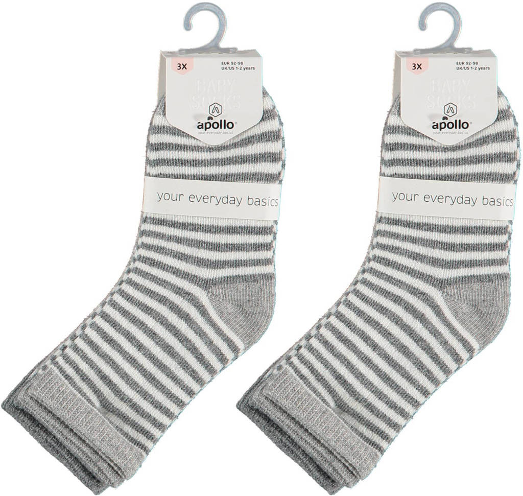 Apollo sokken - set van 6 grijs/wit