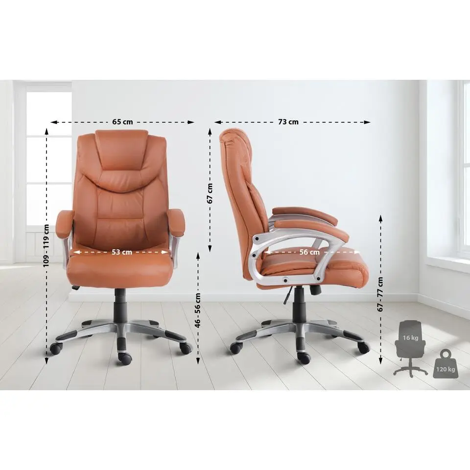 CLP Bureaustoel Texas V2 grijs Frame - Kunstleer - licht bruin