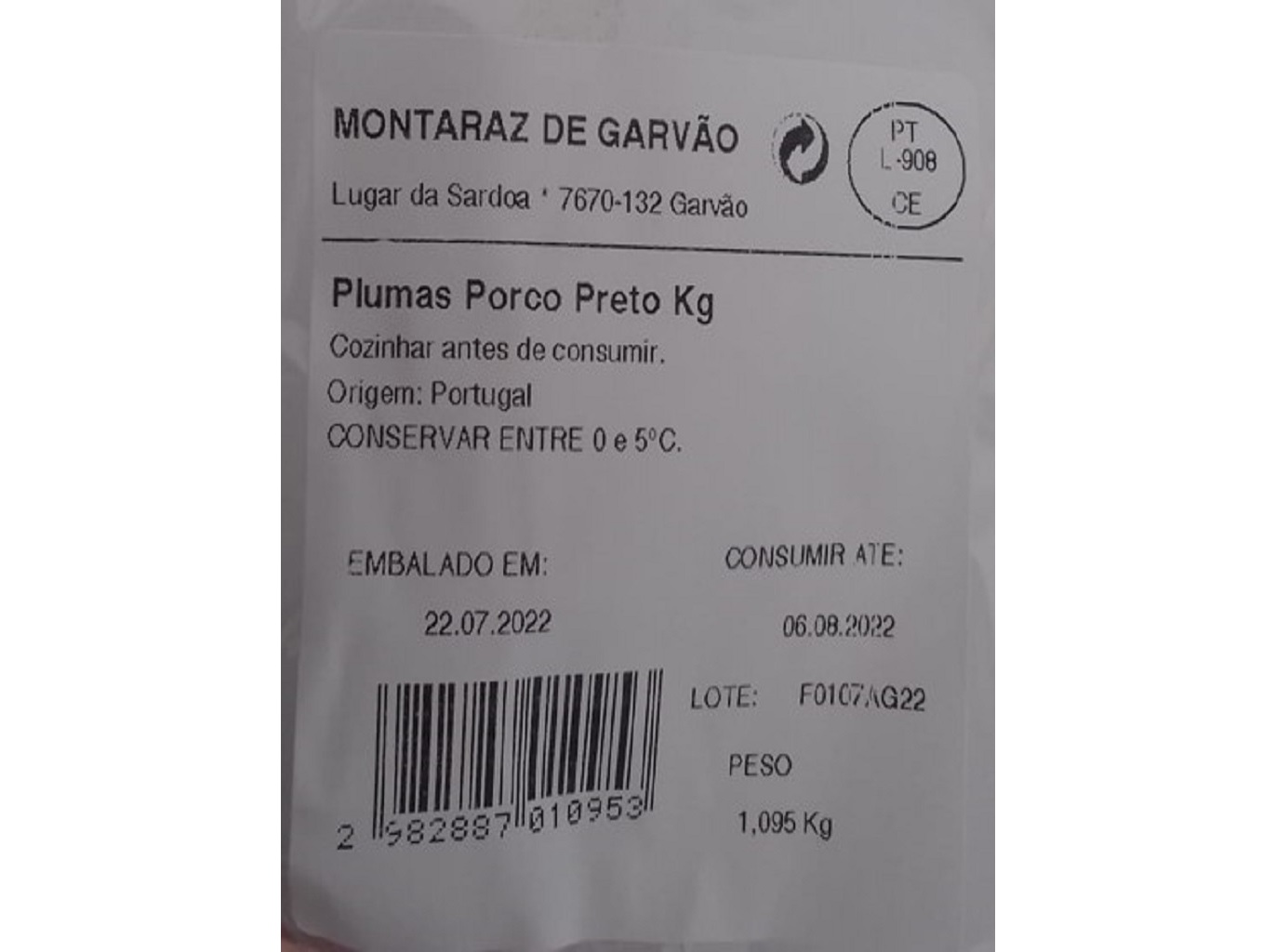PLUMAS DE PORCO PRETO MONTARAZ KG