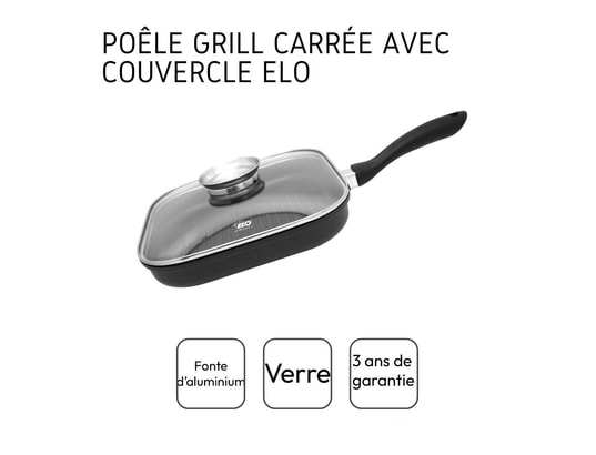 ELO - Poêles - sauteuses Poêle grill carrée 28 cm avec couvercle alucast ref.9155026