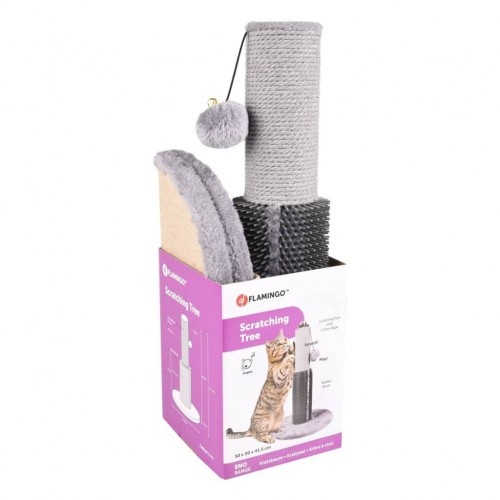 Arranhador com cabo em formato de flamingo cinza para gatos