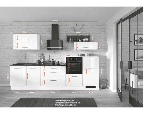 IMPULS keukenblok met apparatuur PESCE 320 cm cappuccino grafiet mat voorgemonteerde variant rechts IP120-IKZ1320LD-K830-F112-A669-G702