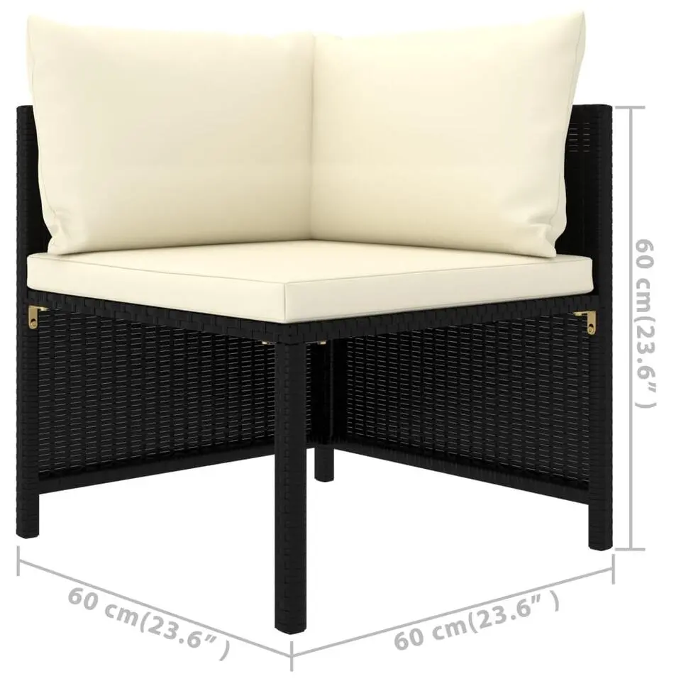 vidaXL - Tuinset - Zwart - Poly rattan - 5 stuks - Met kussens