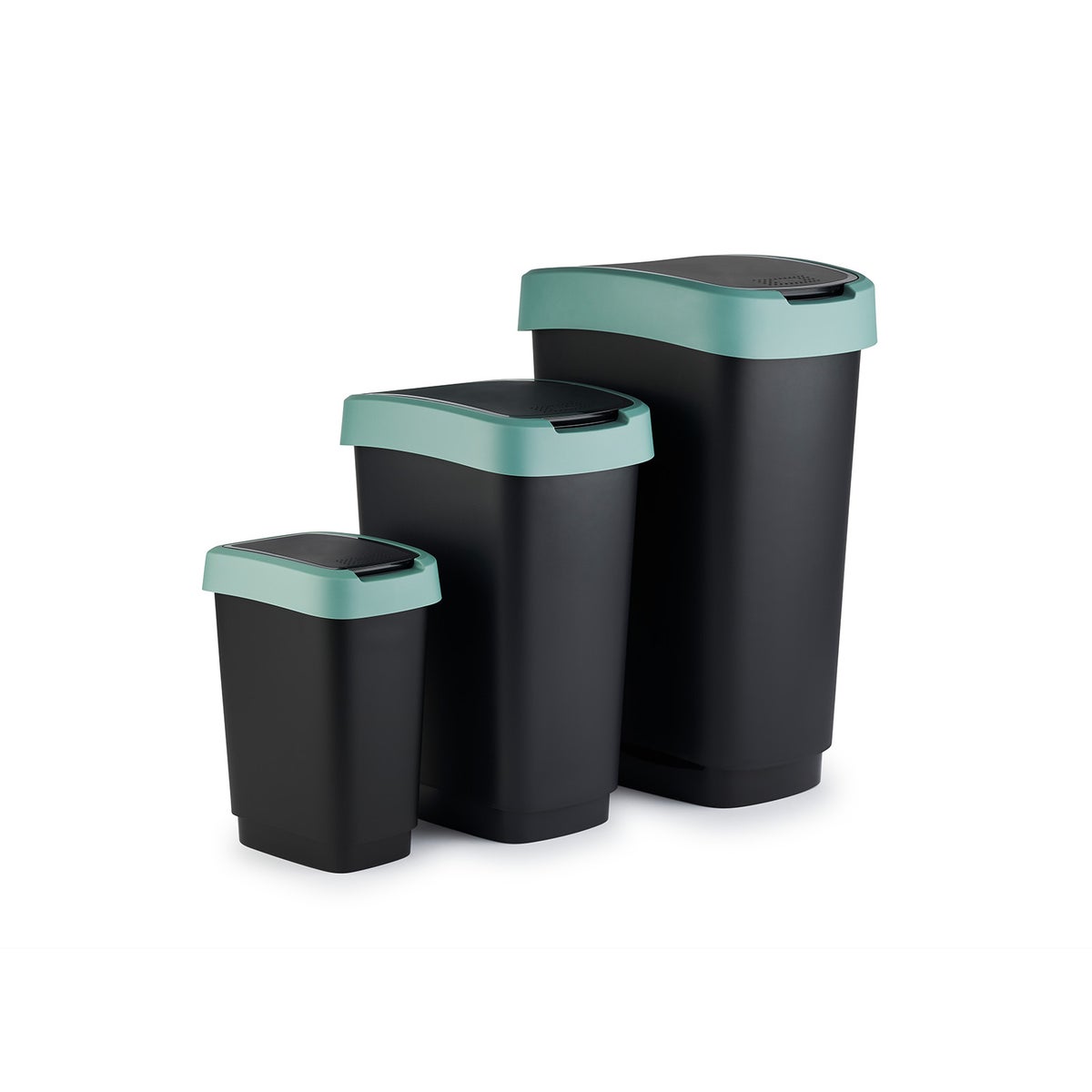 PROREGAL Classic Binnenafvalbak, 10 liter, HxBxD 33 x 18 x 24,8 cm, Kunststof, Zwart-Groen