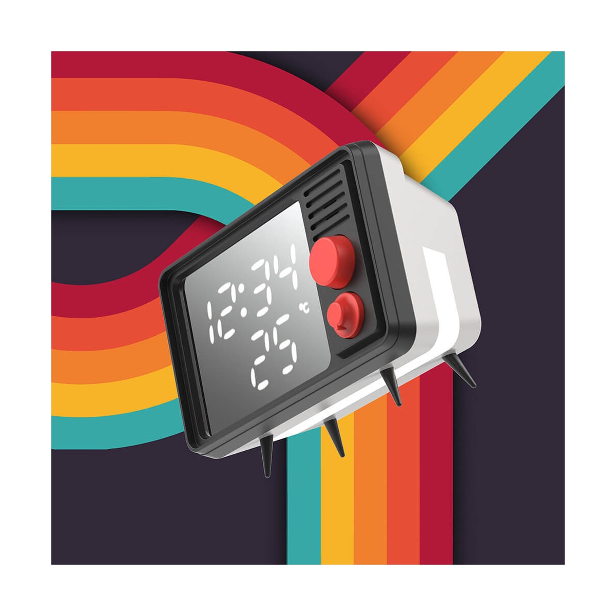 MOB Speaker Alarm Clock with Light TV Retro Grey
