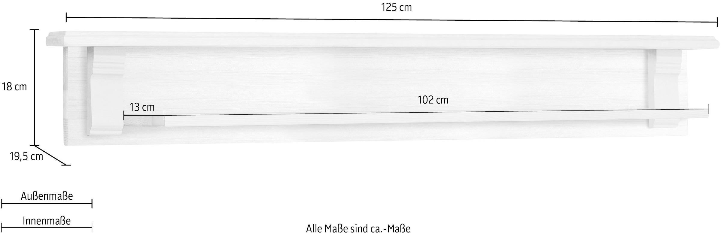 Home affaire Wandregal »Anna« Breite 125 cm, aus massiver Kiefer, FSC®