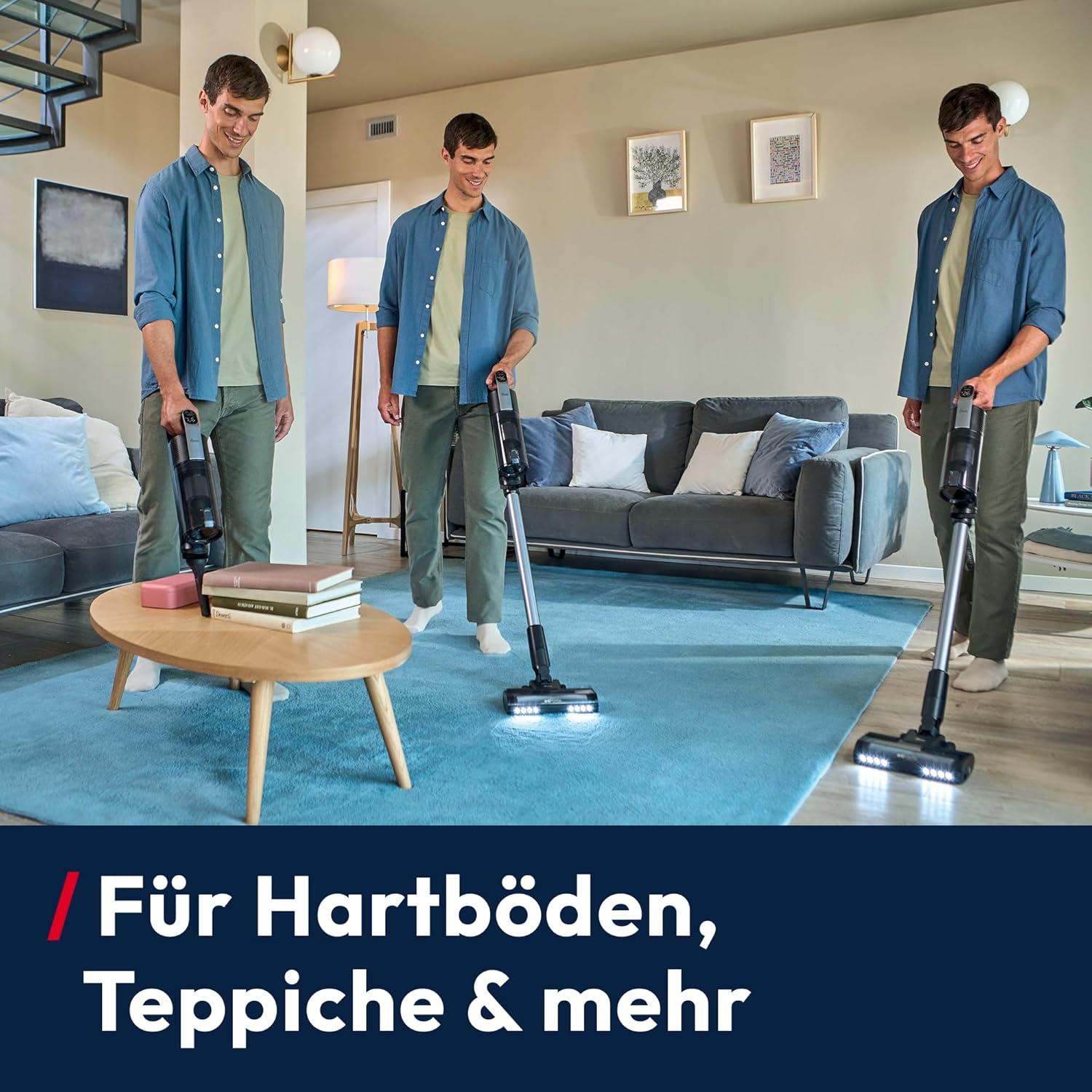 Hoover Akku-Staubsauger kabellos HF3 Pro Home mit 3L automatischer Staubentleerungs- & Ladestation, bis zu 60 Min. Laufzeit, HEPA13-Filter, Anti-Twist, Doppel-Kantenreinigung, Parkfunktion [HF350HP]