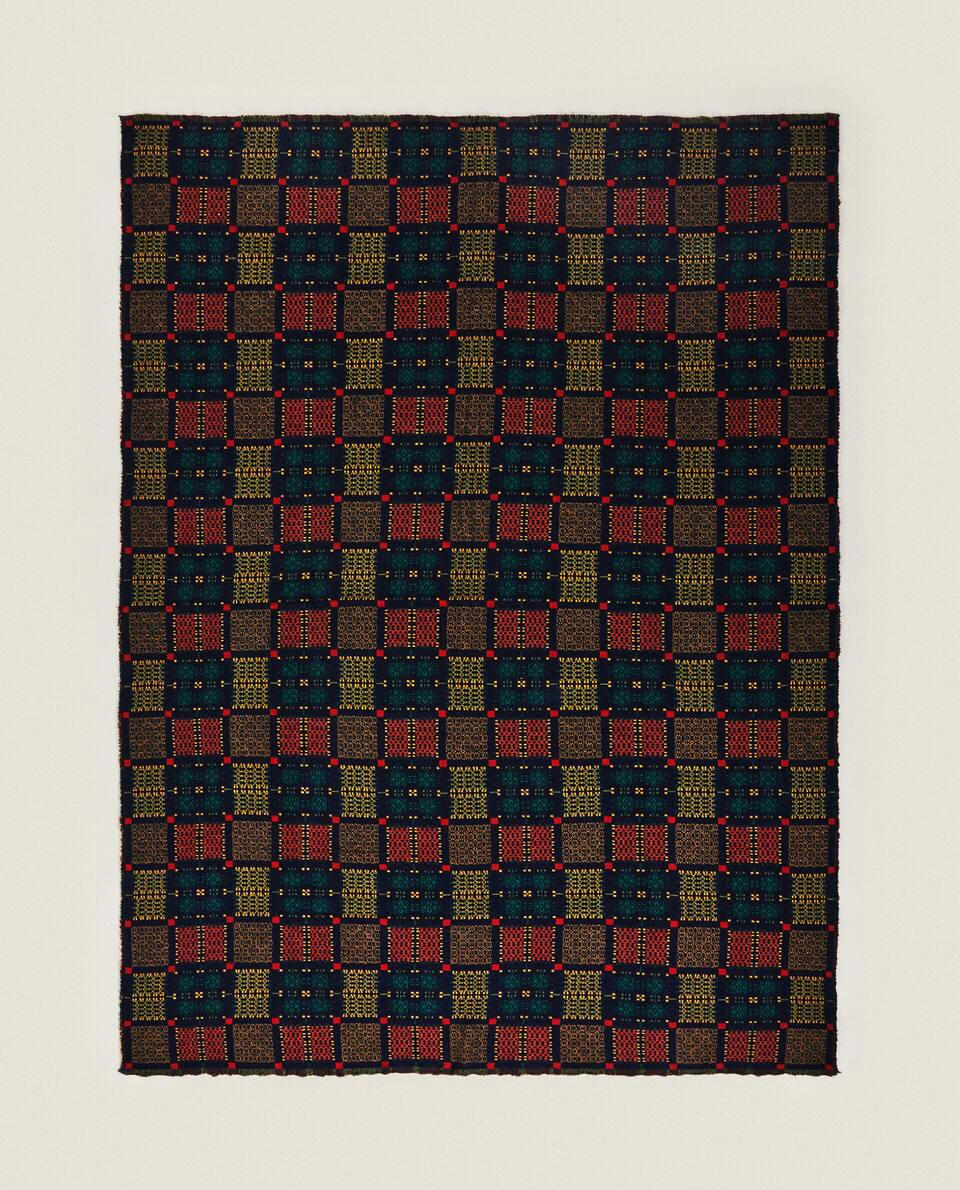 Manta de lã jacquard multicolorida para o Natal