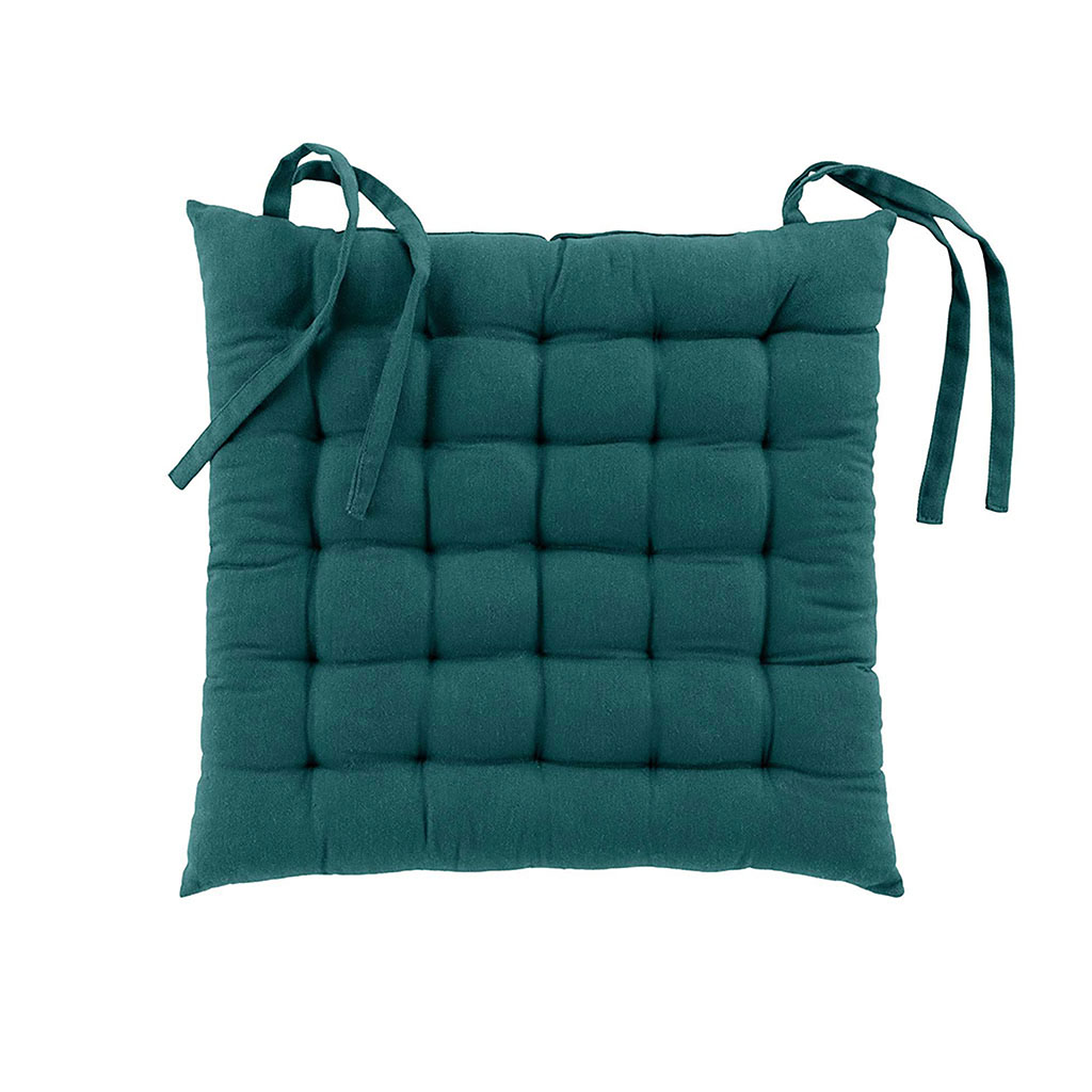 Galette de chaise TWILY poly coton émeraude 38x38cm