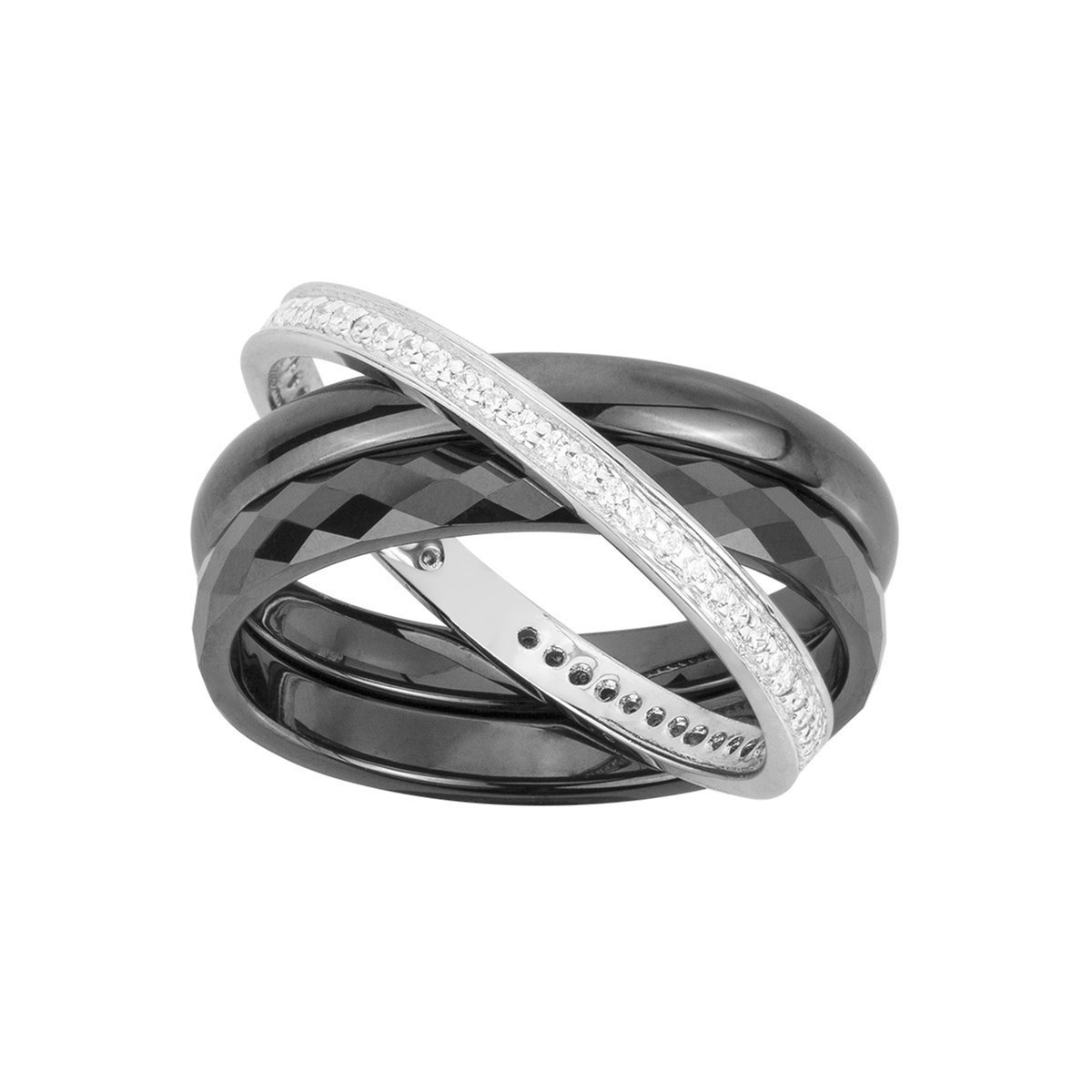 Bague en Argent 925 millièmes et céramique - blanc brillant