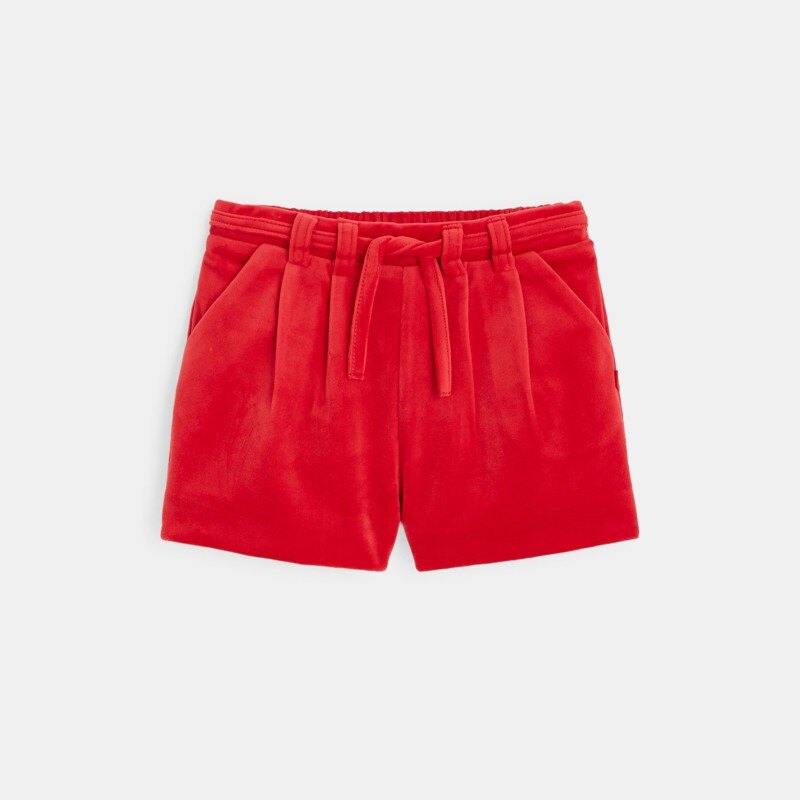 Short velours lisse à plis rouge bébé fille Rouge