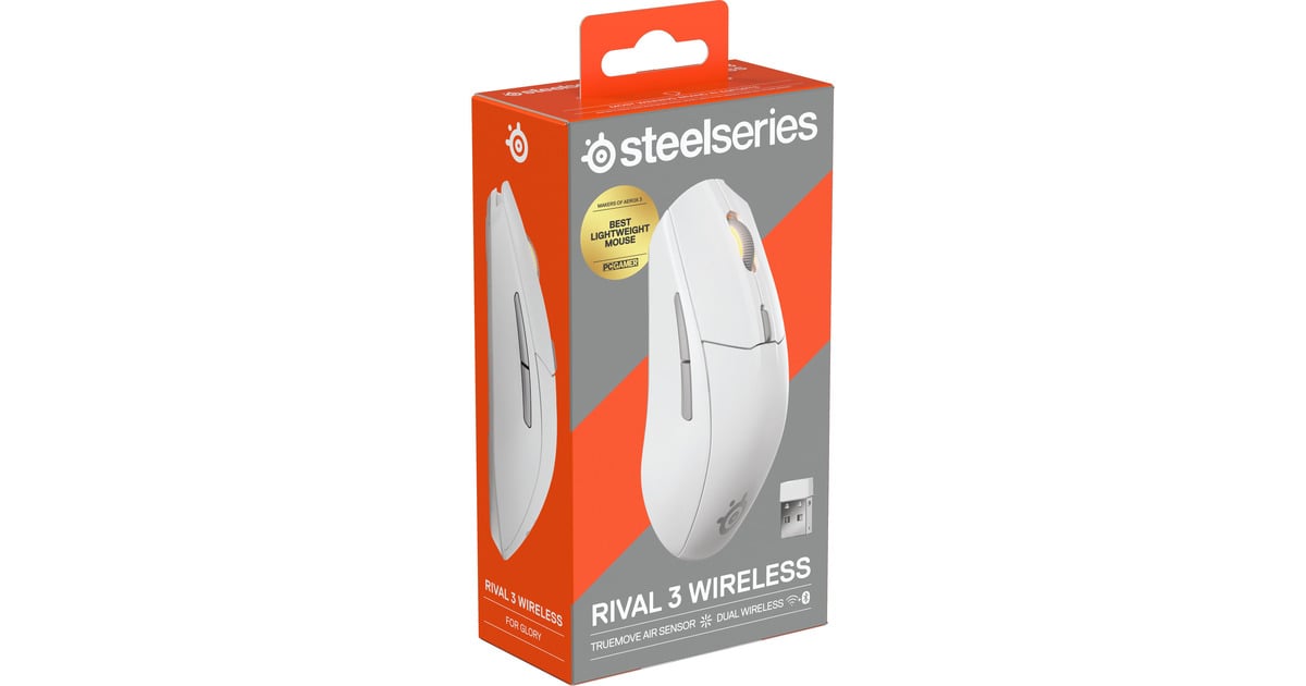 SteelSeriesRival 3 Wireless Gen 2 gaming muis  (Wit, 18.000 dpi, RGB, 2.4GHz / Bluetooth 5.0)