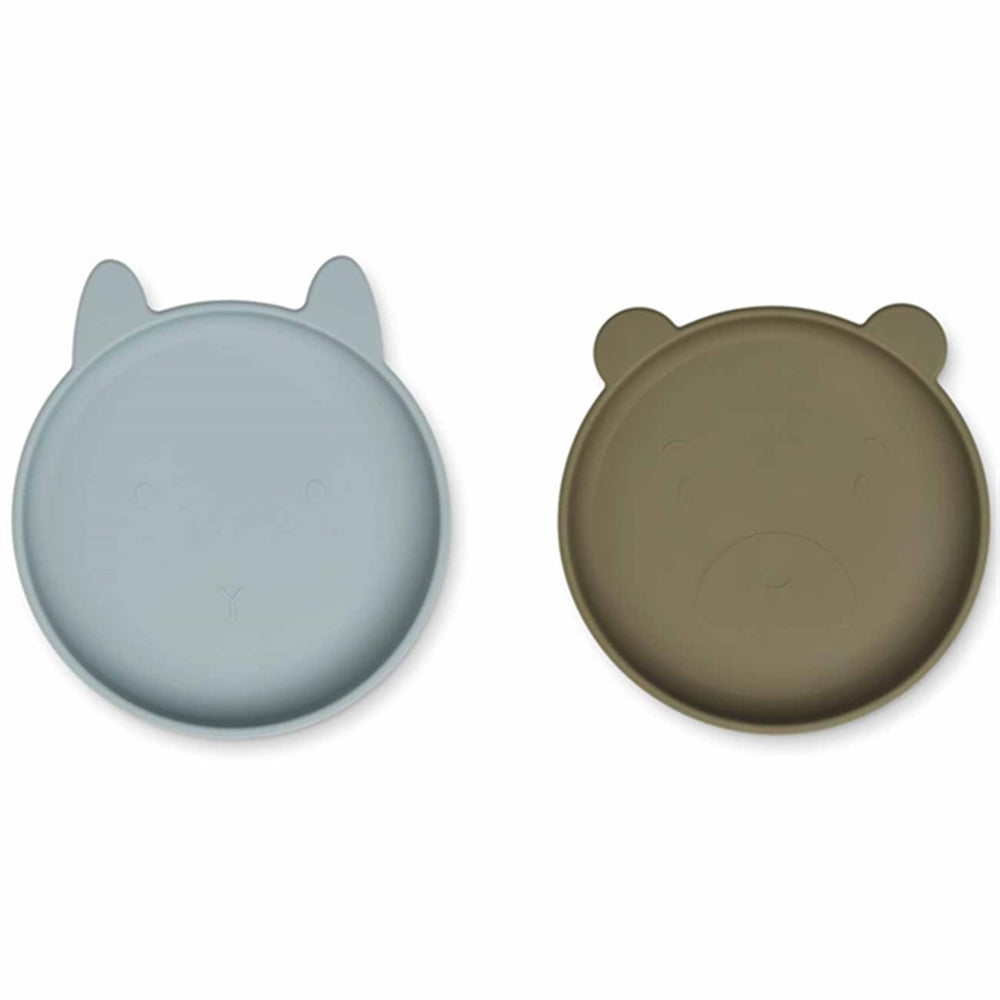 Olivia Plate 2-Pack Blue Fog/Khaki Mix - LieWood