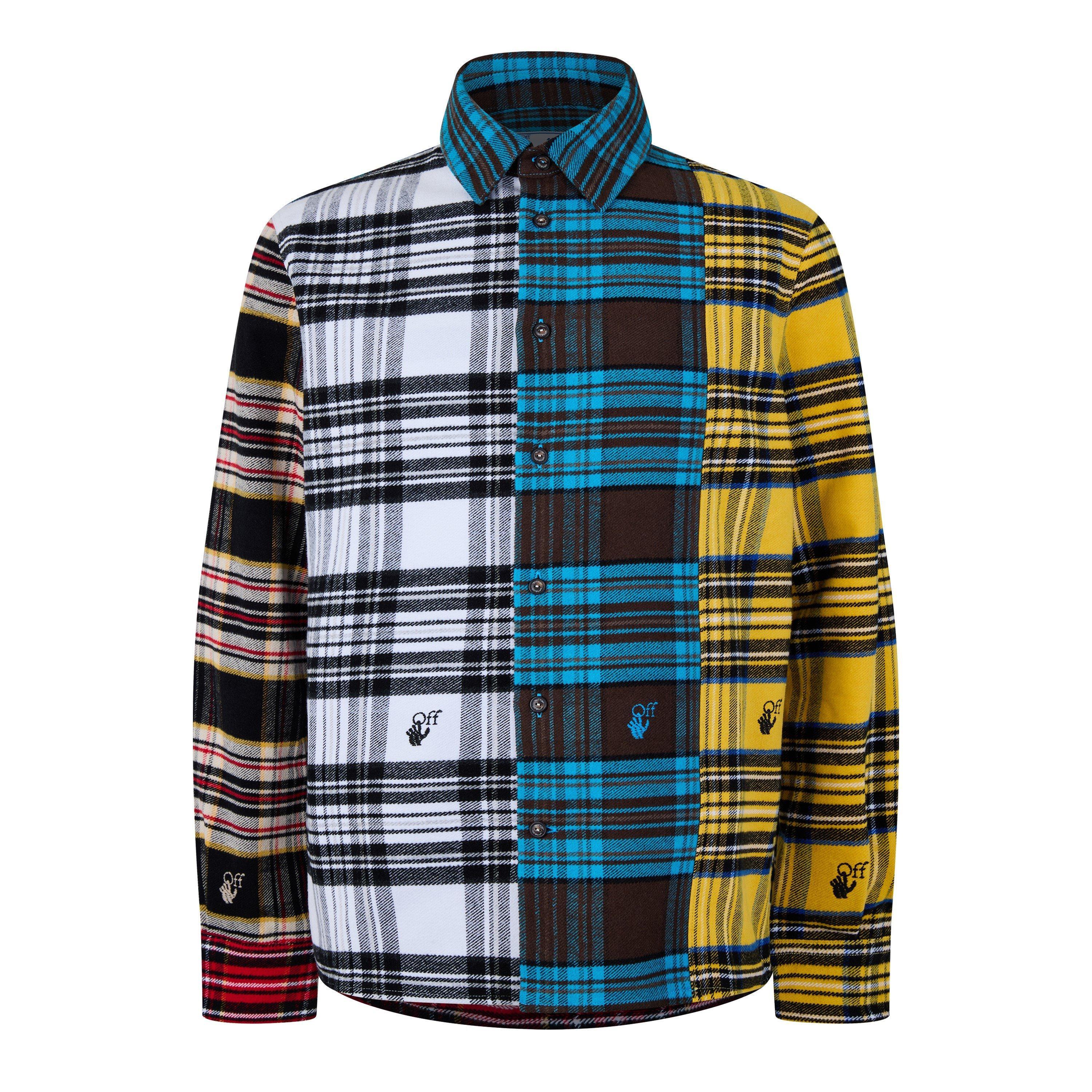 Off White Colour Block Flannel Shirt