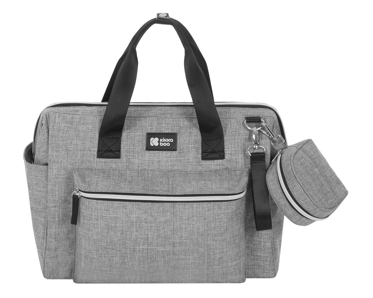 Kikkaboo Wickeltasche Maxi mit Wickelunterlage, kleine Tasche, Reißverschluss grau