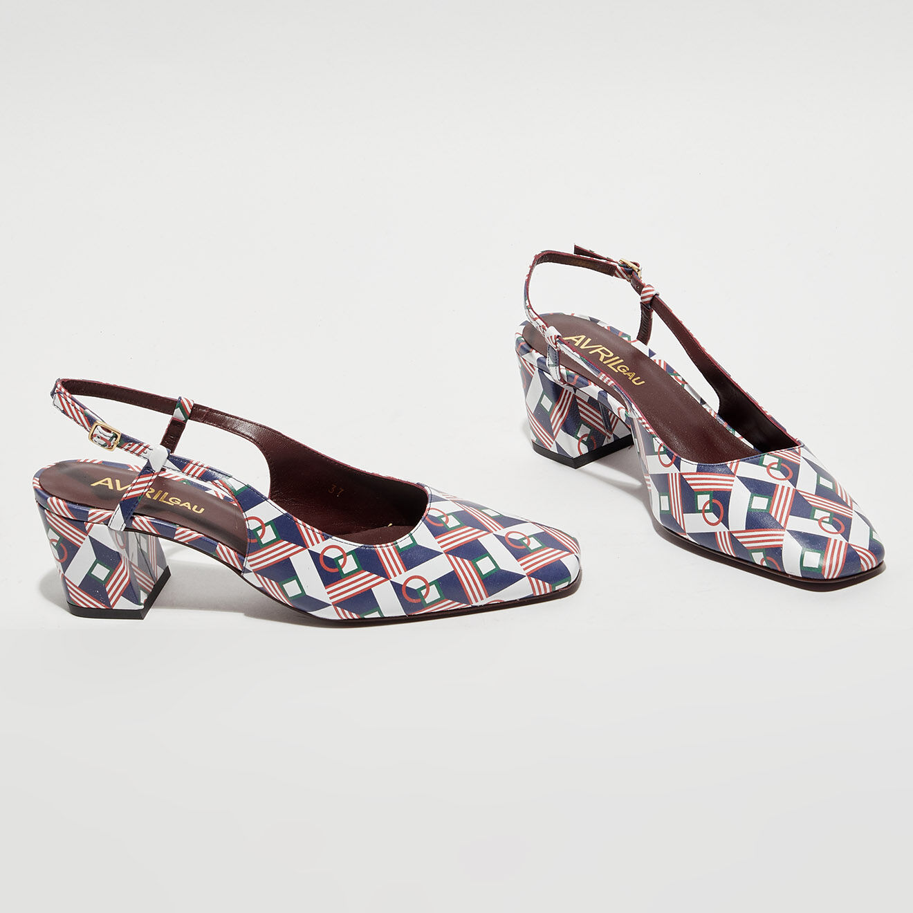 Avril Gau Slingbacks en Cuir Ning blanches - Talon 6 cm